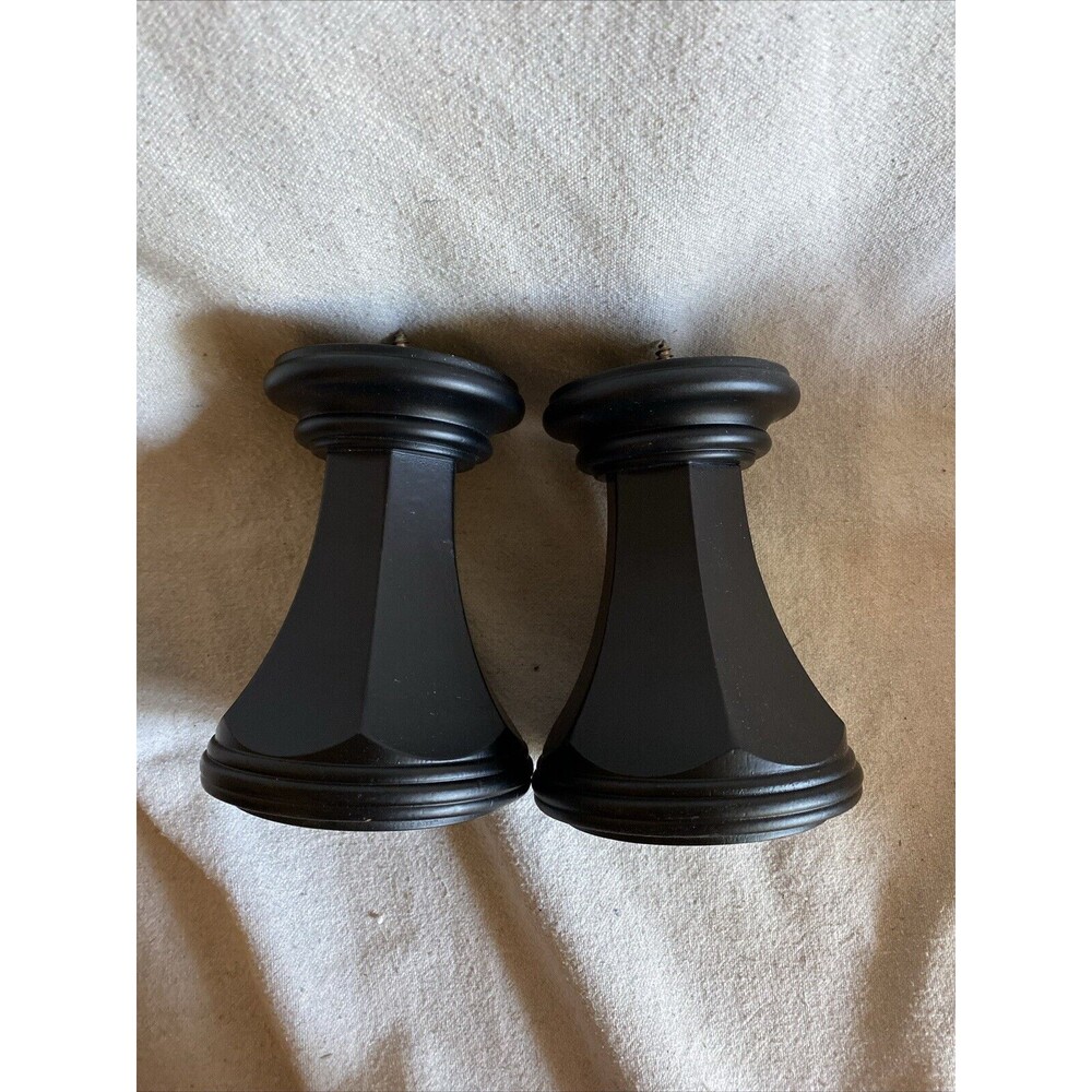 2 Decorative Black Curtain Rod Finials Ends 3”